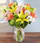 Edmonton Florist, Colorful Vase- Lilies, Roses, Buttons,Daisy, more in Vase/T27