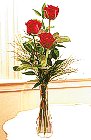 Edmonton Florist, 3  roses & greens in a vase/V-03