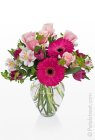 Edmonton Florist, Roses, Gerberas , Alstromeria in Sympathy Vase/D-04