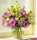 Edmonton Florist, Lavender & Green vase arrangment/E511