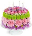 Edmonton Florist, Birthday Cake From Fresh Flowers and Candles/E512