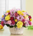 Edmonton Florist, Roses,Daisies,Minis, Wax Flower in Basket /E603