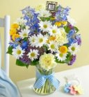Edmonton Florist, Long Lasting Baby Boy Flower Selection in Vase/050