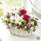 Edmonton Florist, Lilies, Roses, Daisies, Alstromeria & greens in Basket/089