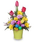 Edmonton Florist, Easter & Spring with Eggs in Container/E12